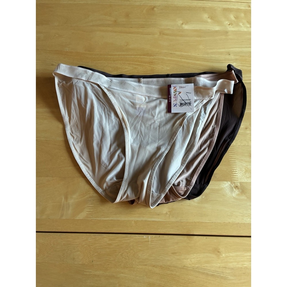 JoySpun Solid Bikini Panties 3Pk Multicolor Womens Size S Sheer